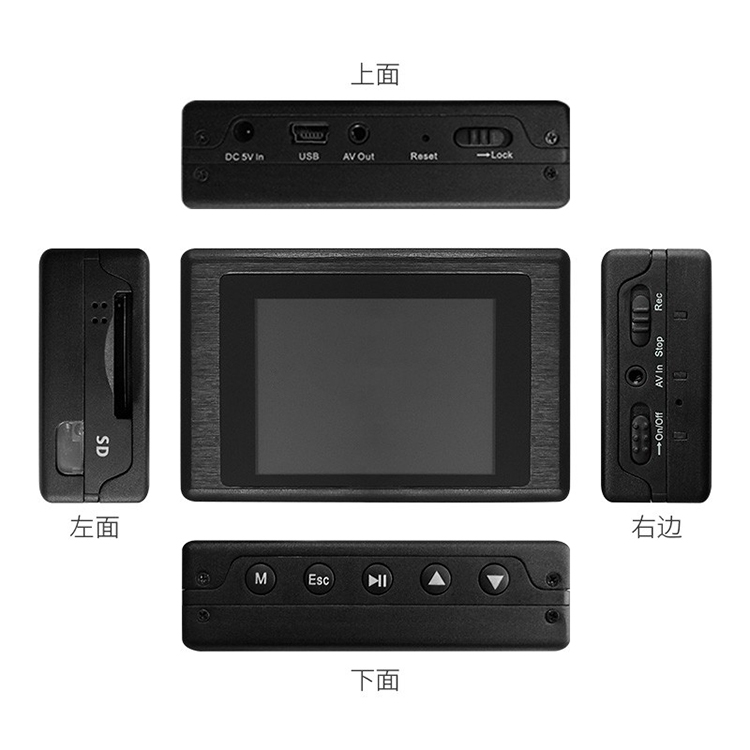 便携式SD卡音视频记录仪 手持式音视频录像机 2.4G无线遥控