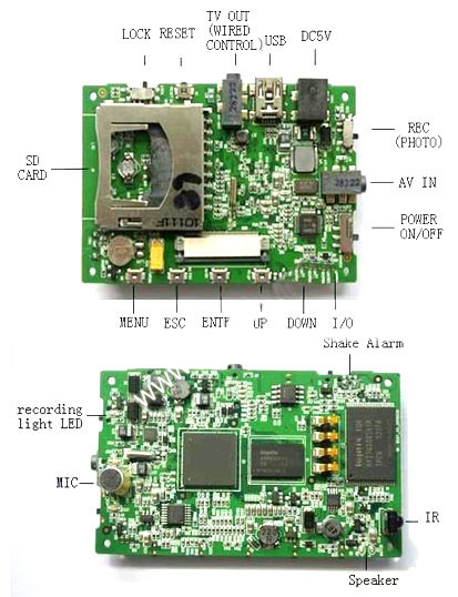 带有UART接口的微型DVD板定时录像板/录像PCBA/录像板/高清录像机